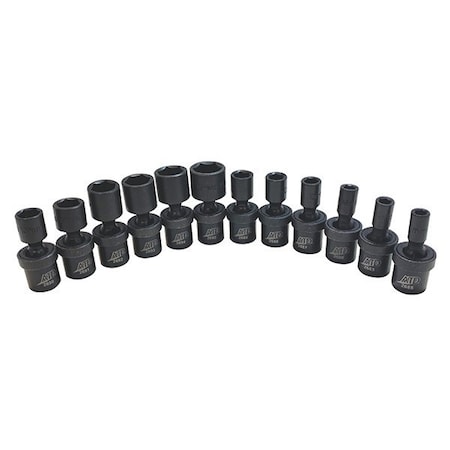 Atd Tools ATD 12-Piece 1/4-inch Drive 6 Point Metric Standard Universal Impact Socket Set 2212